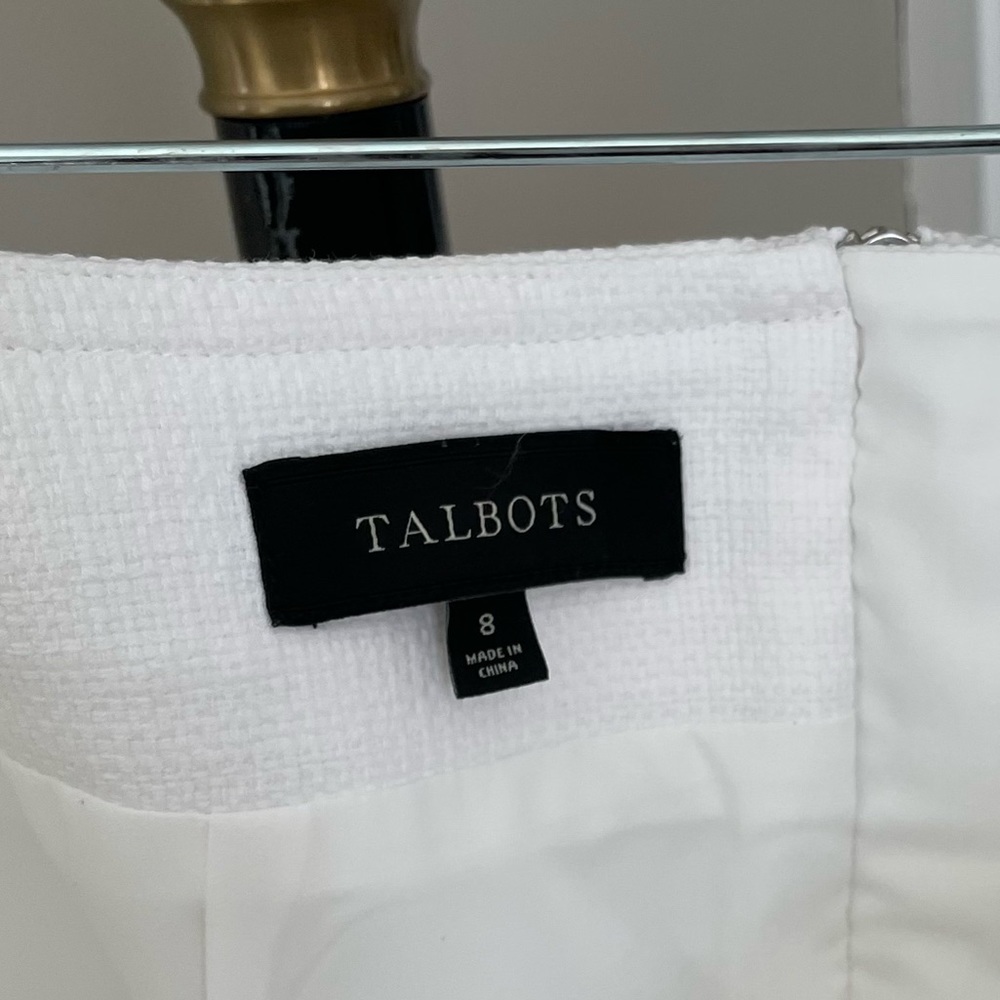 Talbots Skirt Womens 8 White NWOT Texture Stretch Lined Exposed Zipper Casual - Picture 3 of 11